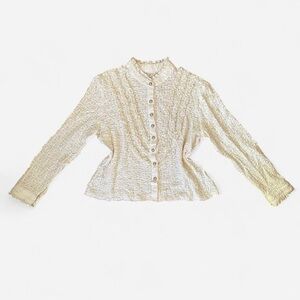 Vintage lace ruffle long sleeve blouse L